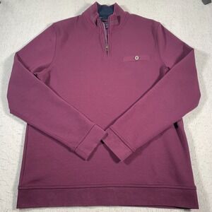 Ted Baker Sweater Mens 4‎ Purple 1/4 Zip Mock Neck Polyester Viscose